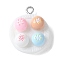 Opaque Resin Pendants, Imitation Food, Bread, with Platinum Plated Iron Loops, White, 23.5x19x7.5mm, Hole: 2mm