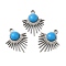 304 Stainless Steel Pendants, Fan Charms, with Synthetic Turquoise, Stainless Steel Color, 26x20.5x5mm, Hole: 1.8mm