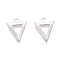 Tarnish Resistant 304 Stainless Steel Charms, Triangle, Stainless Steel Color, 12x9.5x0.5mm, Hole: 1mm