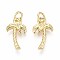 Brass Pendants, Coconut Tree, with Jump Ring, Real 16K Gold Plated, 15.5~16x9x2mm, Hole: 3mm