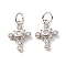 Brass Micro Pave Clear Cubic Zirconia Pendants, Cadmium Free & Lead Free, Cross, Platinum, 18x9.5x2.5mm, Hole: 3.5mm
