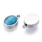304 Stainless Steel Pendants, Manual Polishing, with Cat Eye, Oval Charm, Stainless Steel Color, 14.5x10x5.5mm, Hole: 1.8mm