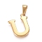304 Stainless Steel Pendants, Golden, Initial Letter.U, 20x16x1.8mm, Hole: 3x7mm