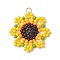 Beaded Sunflower Charms, Loom Pattern Glass Seed Beads Pendants, with Jump Ring, Gold, 26x26x3.5mm, Hole: 2.5mm