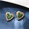 Heart Brass Micro Pave Cubic Zirconia Stud Earrings, Long-Lasting Plated, Cadmium Free & Lead Free, Rack Plating, Real 18K Gold Plated, 12x12.5mm