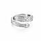 Snake Shape Rack Plating Alloy Cuff Rings, Open Rings, Cadmium Free & Lead Free, Platinum, US Size 8(18.1mm)