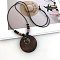 Bohemian Wood Donut Alloy Pendant Long Necklaces for Women, Antique Bronze, Owl, 35.43 inch(90cm)