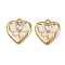 304 Stainless Steel Enamel Pendants, Heart with Bowknot Pattern Charms, with Glass, Ion Plating(IP), Real 18K Gold Plated, 17x16x4mm, Hole: 1.8mm