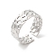 Non-Tarnish 304 Stainless Steel Cuff Wide Band Finger Rings, Texture Open Rings for Women, Stainless Steel Color, Inner Diameter: 18mm