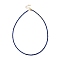Natural Lapis Lazuli Beaded Necklaces, with Golden Plated Brass Chain Extender and Spring Ring Clasps, Golden, 17.32~17.52 inch(44~44.5cm)
