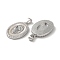 Religion Natural White Shell Virgin Mary Pendants, Brass Micro Pave Clear Cubic Zirconia Oval Charms, Platinum, 22x14.5x3mm, Hole: 3.5x2mm