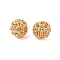 Brass Micro Pave Clear Cubic Zirconia Beads, Nickel Free, Round, Golden, 9x8mm, Hole: 1.6mm