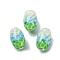 Two Tone Handmade Lampwork Beads, Oval with Scale Pattern, Aquamarine, 16.5~18.5x10.5~11.5mm, Hole: 2.5mm