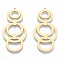 201 Stainless Steel Pendants, Multi Ring Charm, Real 18K Gold Plated, 45.5x23x1mm, Hole: 1.5mm
