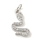 Rack Plating Brass Micro Pave Clear Cubic Zirconia Pendants, Long-Lasting Plated, with Jump Rings, Lead Free & Cadmium Free, Real 18K Gold Plated, Snake, 16.5x11x2mm, Hole: 3mm