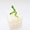 Snake Transparent Glass Cuff Rings, Yellow Green, US Size 7 1/4(17.5mm)