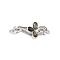 Brass Micro Pave Clear Cubic Zirconia Fold Over Clasps, Cadmium Free & Nickel Free & Lead Free, with Abalone Shell, Clover, Platinum, 35mm, Hole: 1.2mm