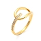 Ion Plating(IP) 304 Stainless Steel Finger Rings with Rhinestone, Hollow Kont, Golden, US Size 8(18.1mm)
