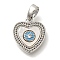 Brass Micro Pave Cubic Zirconia and Shell Pendants, Flat Round Charms, Cadmium Free & Nickel Free & Lead Free, Platinum, 13x12x2.5mm, Hole: 4.5mm