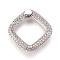 Brass Spring Gate Rings, with Clear Cubic Zirconia, Square, Platinum, 20x20x4mm, Inner Diameter: 15x14mm