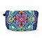 Polyester Tarp Zip Cosmetic Pouches, Rectangle with Flower Pattern, Teal, 14.4x21.7x2.1cm