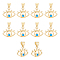 Brass Pendants, with Enamel, Eye with Evil Eye, Real 18K Gold Plated, 12.5x15x3mm, Hole: 3x4mm, 10pcs/box