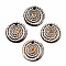 Handmade Porcelain Pendants, Flat Round, Coconut Brown, 46.5~48.5x9.5~10.5mm, Hole: 4.5mm