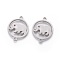 Tarnish Resistant 201 Stainless Steel Links, Manual Polishing, Ring with Elephant, Stainless Steel Color, 20x16x1.5mm, Hole: 1.5mm