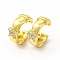 Star Rack Plating Brass Micro Pave Cubic Zirconia Cuff Earrings for Women, Long-Lasting Plated, Lead Free & Cadmium Free, Real 18K Gold Plated, 15.5x16.5x6.8mm