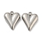 Non-Tarnish 304 Stainless Steel Charms, Heart Charm, Stainless Steel Color, 12x9.5x3mm, Hole: 1.4mm