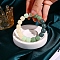 Resin Single Bracelet Diaplay Stands, Flat Round, White, Tray: 20mm, 8.9x1.75cm