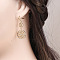 Bohemian Style Brass Clear Cubic Zirconia Dangle Earrings, Woven Web, Golden, 47mm