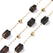 Natural Dyed & Heated Black Agate Rectangle Beaded Chains, with Golden 304 Stainless Steel Findings, Unwelded, 4~4.5x2~2.5x2~2.5mm, about 3.28 Feet(1m)/Box