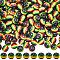 200Pcs Jamaica Beads Striped Bead Bulk 8mm Black Red Green Yellow Resin Round African Reggae Style Mini Loose Spacer Rasta Beads for Jewelry Making Bracelet Necklace DIY Crafts Accessories