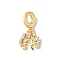 Brass Micro Pave Cubic Zirconia European Dangle Charms, Cadmium Free & Lead Free, Tree of Life, Real 18K Gold Plated, 24.5mm, Hole: 5mm