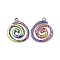 Ion Plating(IP) 304 Stainless Steel Pendants, Vortex Charm, Rainbow Color, 23x19.5x2mm, Hole: 1.8mm