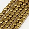 Electroplate Non-magnetic Synthetic Hematite Beads Strands, Cube, Grade A, Golden Plated, 3x3x3mm, Hole: 1mm, about 127pcs/strand, 16 inch
