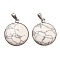 Synthetic Turquoise Pendants, with 304 Stainless Steel Settings, Half Round/Dome, Stainless Steel Color, Floral White, 31x26x7mm, Hole: 8x3mm