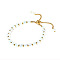 Golden 304 Stainless Steel Chain Slider Bracelets, Glass Beads Jewelry for Women, White