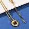 304 Stainless Steel Crystal Rhinestone Hexagon Pendant Necklaces for Women, Golden, 17.40 inch(44.2cm)