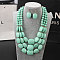 Bohemian Style Acrylic Faceted Rectangle Beaded Multilayer Necklaces & Dangle Earrings Sets, Aquamarine, 420mm
