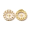 Brass Micro Pave Cubic Zirconia Pendants, Cadmium Free & Lead Free, Flat Round with Cross Charms, Golden, Religion, Clear, 24x3.5mm, Hole: 2x3mm
