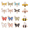 Alloy Enamel Pendants, Bees & Dragonfly & Butterfly, Light Gold Plated, Mixed Color, 13~16x13.5~17x2.5~6mm, Hole: 1.8~2mm, 64pcs/box