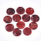 Spray Paint Natural Akoya Shell Pendants, Mother of Pearl Shell Pendants, Round, Red, 15x1~3mm, Hole: 1.1~1.5mm