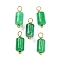 Natural Green Jade Cloumn Pendants, Geometric Charms with Golden Tone 304 Stainless Steel Loops, 17.5x6x6mm, Hole: 2mm