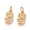 Brass Micro Pave Clear Cubic Zirconia Charms, with Jump Ring, Number, Real 18K Gold Plated, Num.9, 12.5x7.5x2mm, Hole: 3mm