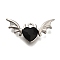 Alloy Glass Pendants, Heart with Wing, Silver, 13x26.5x4.3mm, Hole: 1.8mm