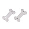 Tarnish Resistant 201 Stainless Steel Links Connectors, Laser Cut, Bone, Stainless Steel Color, 9.5x18.5x1.5mm, Hole: 1.2mm
