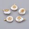 Natural Cultured Freshwater Pearl Pendants, with Cubic Zirconia and Brass Findings, Long-Lasting Plated, Sun, Real 18K Gold Plated, 14~21x9~16x5~9mm, Hole: 1.5mm