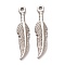 Non-Tarnish 304 Stainless Steel Pendants, Feather, Stainless Steel Color, 22x5x2mm, Hole: 1.2mm